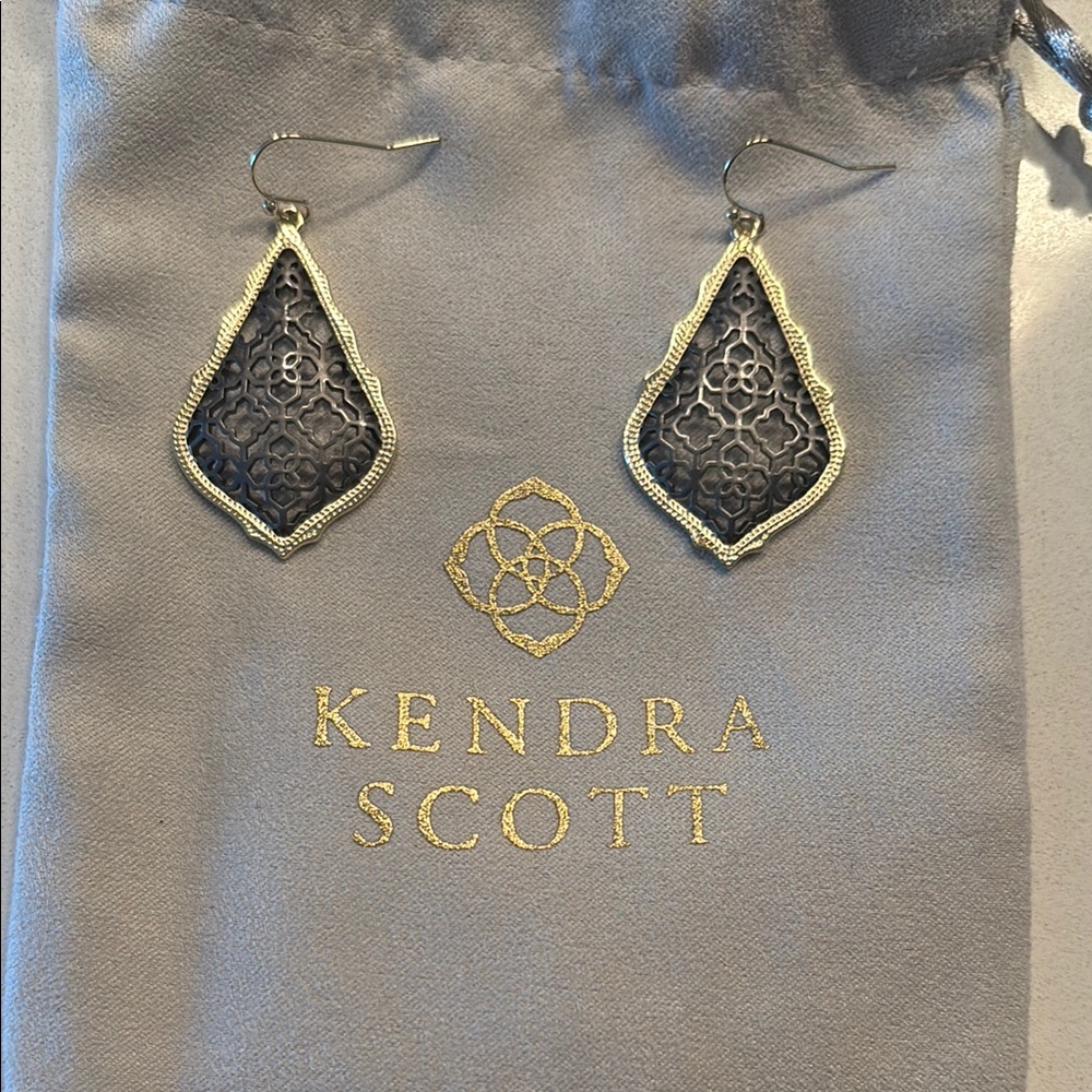 Kendra Scott Gold and Black Teardrop Earrings
